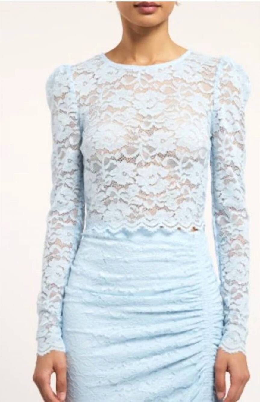 NEW GENERATION LOVE safia lace long sleeve top in blue